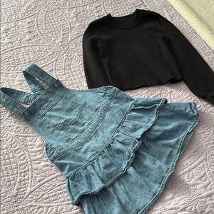 Black Sweater and Blue Denim Dress Set